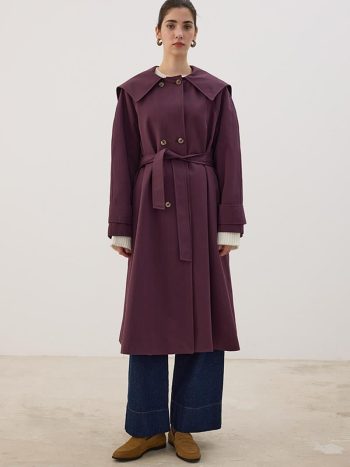 Wide Collar Long Trench Coat Murdum