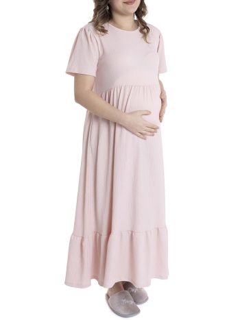 Baby Mom Maternity Dress, Round Neck, Long Leg, Short Sleeve
