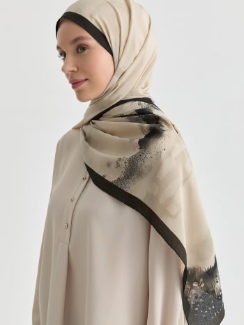 Maren Crepe Silk Scarf - Beige - Khaki