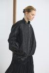 Jacquard Balloon Fit Thin Bomber Jacket Black