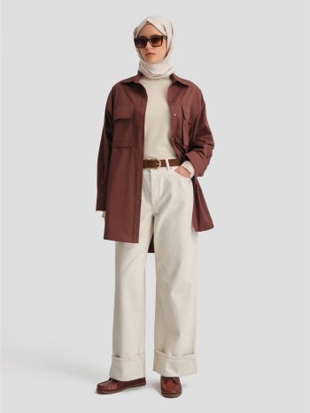 Armine Gabardine Shirt Jacket 25K3603 Russet Brown