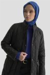Armine Pocket Detail Fitted Quilted Coat 25KD1404 Black