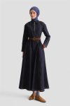 Armine Dikiş Detaylı Denim Elbise 25KD2396 Lacivert