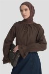 Armine Ruffled Sleeve Blouse 25K3832 Bitter Coffee