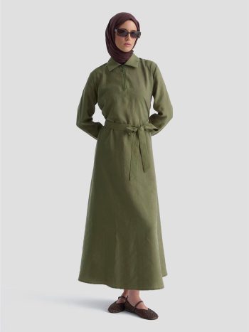 Armine Zipper Detail Dress 25KD4006 Khaki