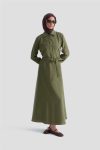 Armine Fermuar Detaylı Elbise 25KD4006 Haki