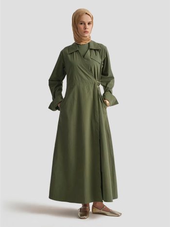 Armine Kemerli Anvelop Elbise 25KD9008 Haki