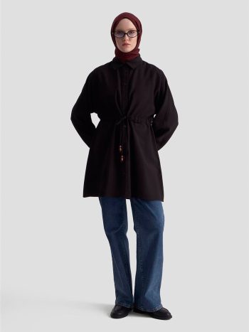 Armine Lace-Up Safari Tunic 25KD9012 Black