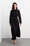 Black Belted Bell Long Dress