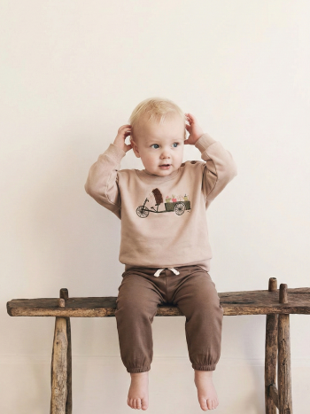 Hedgehog Print Sweatsuit Set 0-5 Years Beige