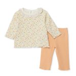 Bebetto, Girl, Sweatshirt-Leggings Set, Floral Print, House of Birds, Ruffled Collar, Long Legs, Long Sleeves