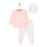 Newborn Girl Baby Bodysuit with Hat and Booties - Peter Pan Collar