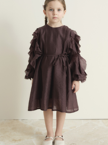 Pleated Cotton Dress - Plum