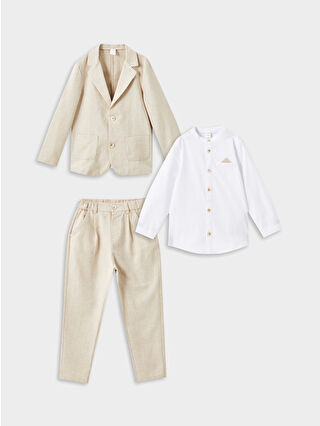 Beige Basic Boys' Baby Suit Set