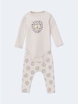 Beige Crew Neck Newborn Boy Hospital Set