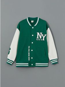 Green Printed Boys' College Jacket