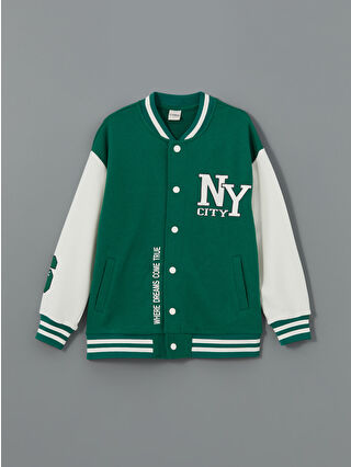 Green Printed Boys' College Jacket