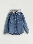 Indigo Hooded Denim Shirt for Boys