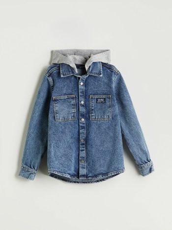 Indigo Hooded Denim Shirt for Boys