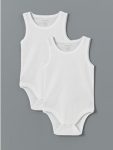 Ecru Organic Fabric Girl Baby Snap Button Bodysuit 2-Pack
