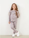 Ecru Bicycle Collar Floral Girls' Blouse and Leggings 2-Piece Set