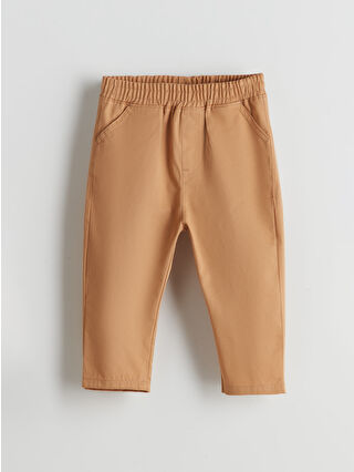 Bej Beli Lastikli Basic Erkek Bebek Pantolon