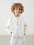 Beige Basic Boys' Zippered Sweatshirt