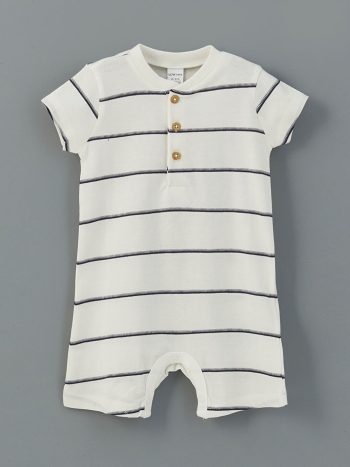 Ecru Bicycle Collar Baby Boy Jersey Romper