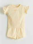 Yellow Bicycle Neckline Girl Baby Shorts Pajama Set