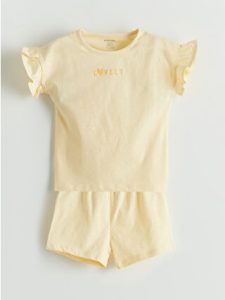 Yellow Bicycle Neckline Girl Baby Shorts Pajama Set