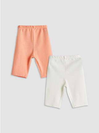 Pembe Beli Lastikli Basic Kız Bebek Tayt 2'li