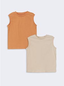 Orange Bicycle Neck Basic 2-Pack Boys' Baby Undershirts