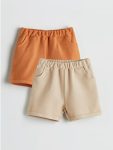 Orange Elastic Waist Basic Boys' Baby Shorts 2-Pack