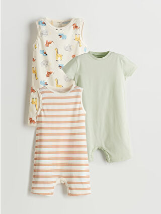 Green Bicycle Collar 3-Pack Jersey Romper for Baby Boys