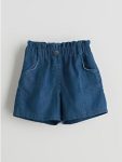 Indigo Elastic Waist Girl's Denim Shorts