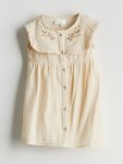 Ecru Floral Girl Baby Muslin Dress