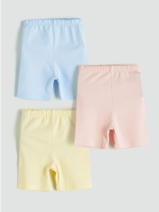 Blue Waist Elastic Basic Girl Baby Short Leggings 3-Pack