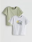 White Printed Cotton 2-Pack Boys' Baby T-Shirts