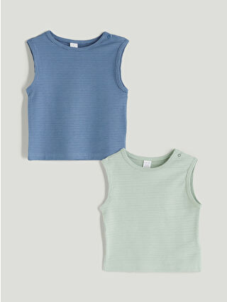 Blue V-Neck Basic Boys' Baby Undershirts 2-Pack