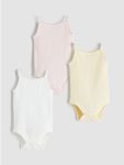 Pink Bicycle Neckline Girls' Baby Snap Button Bodysuit 3-Pack