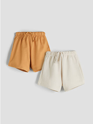 Beige Waistband Elastic Boys' Baby Shorts 2-Pack