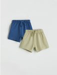 Navy Blue Basic Elastic Waist Baby Boy Shorts 2-Pack