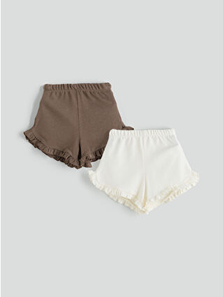 Brown Elastic Waist Basic Girl Baby Shorts 2-Pack