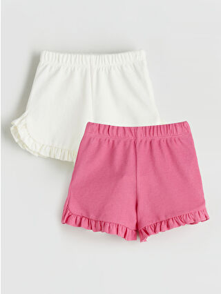 Pink Elastic Waist Ruffled Baby Girl Shorts 2-Pack