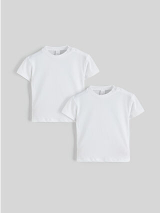 Beige Crew Neck Basic 2-Pack Baby Boy T-Shirts