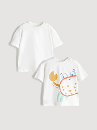 Ecru Crew Neck 2-Pack Baby Boy T-Shirt