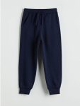 Navy Blue Elastic Waist Thick Jogger Sweatpants for Boys