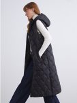 Black Hooded Quilted Women's Puffer Vest