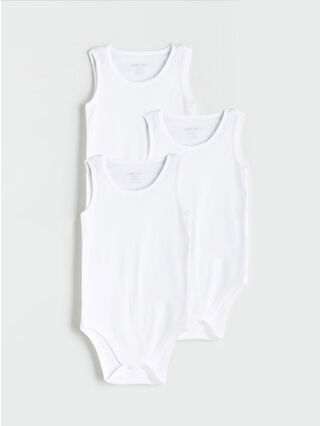 Ecru Basic Snap-Button Bodysuit 3-Pack for Baby Girls