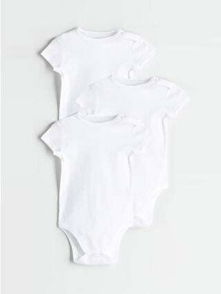 Ecru Basic 3-Pack Snapsuit for Baby Boys